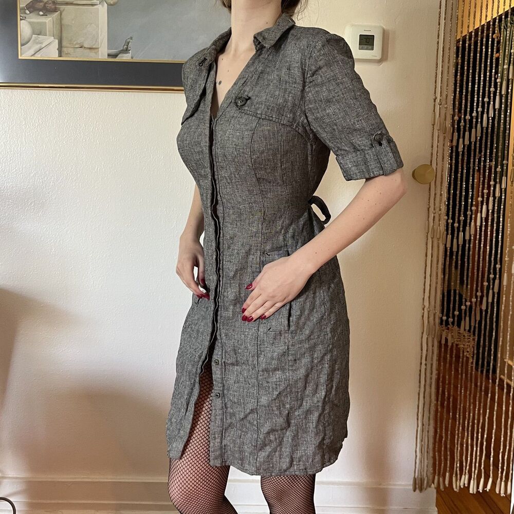 The Limited Gray Tweed Shirt Dress Size 8 Office Siren Corporate Work Bombshell